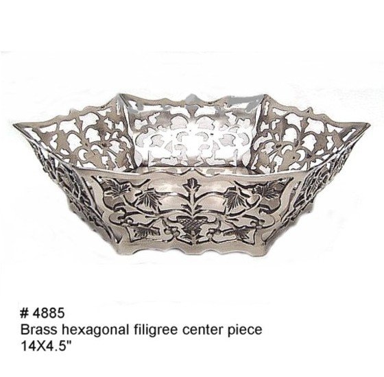 Brass Hexagonal Filigree Center Piece