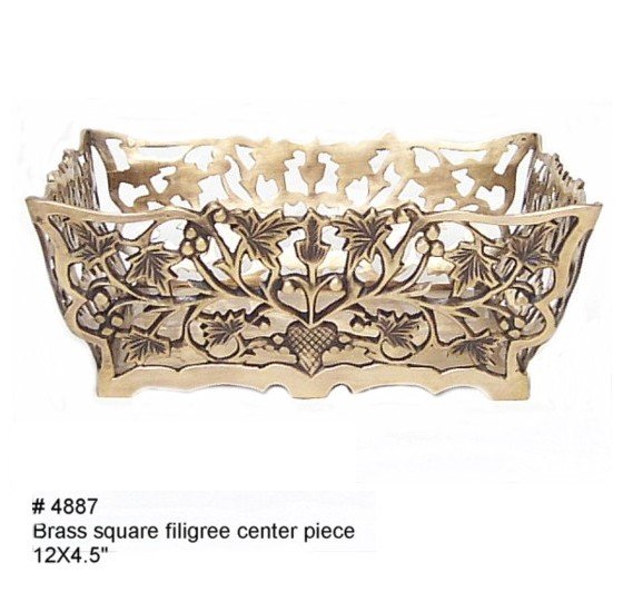 Brass Square Filigree Center Piece