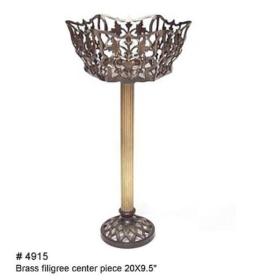 Tall Brass filigree centerpiece