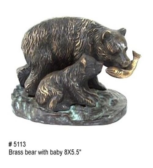 Bear With Baby Catching Fish 