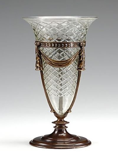 Brass Glass cone Flower vase 
