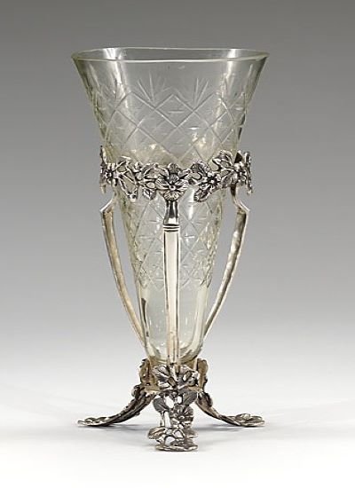 Brass Glass cone Flower vase