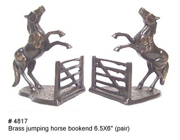 Brass Jumping Horse Bookend