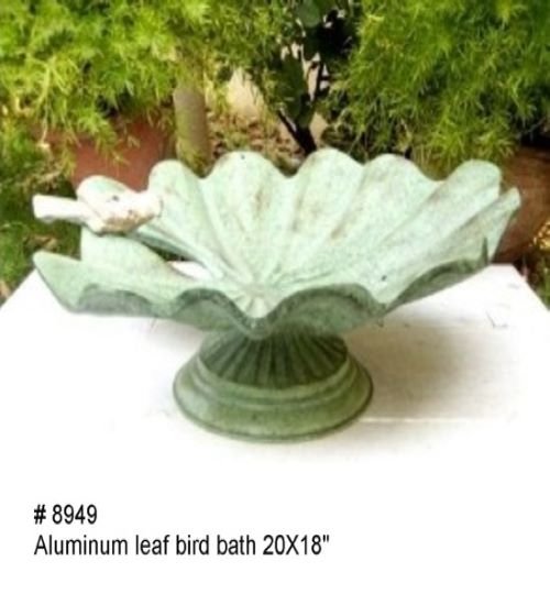 Aluminum Leaf Bird Bath 