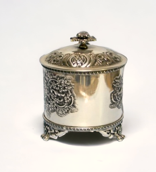 Brass round box embossed