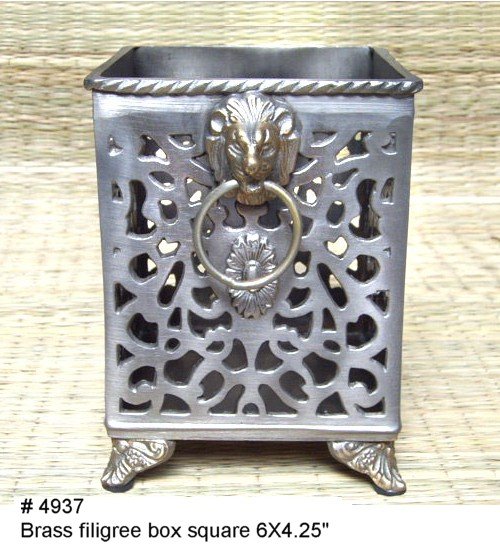 Brass Filigree stationery holder box
