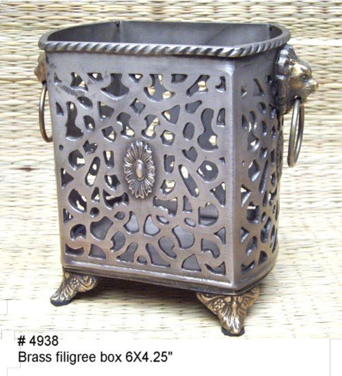 Brass Filigree stationery holder box