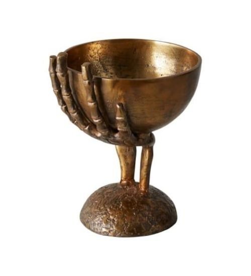 Metal Brass Color Spooky Creepy Skeleton Bone Hand Bowl
