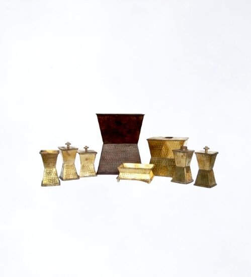 Hammered Design Brass Bathroom Set