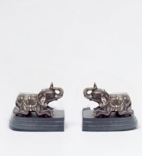 Brass Elephant Bookends
