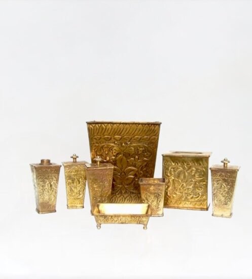 Hammered Design Brass Bathroom Set