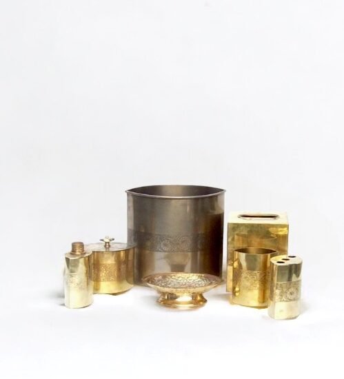 Etching Design Brass Bathroom Set